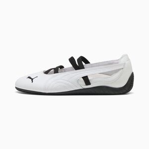 Puma Women's White Leather Ballet sneaker with Black Straps